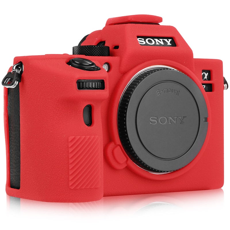 STSEETOP Camera Case Compatible with Sony A7III A7RIII Sony ILCE-7RIII A73 A7R3 - Protective Silicone DSLR Skin Cover, Detachable Cage, Shockproof, Dustproof(Red) - Image 1
